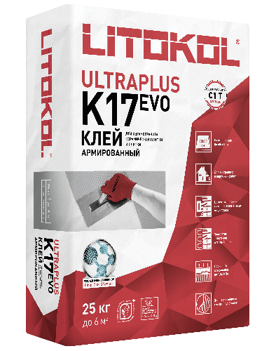 Клей для плитки и керамогранита LITOKOL K17 (класс С1), 25 кг, LITOKOL